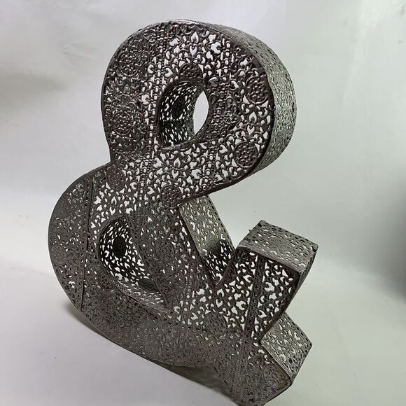 & Sign Silver Filagree Decorative Vintage Accent Office Home Bar 9 1/4 Inches - Picture 2 of 6